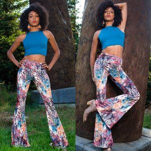 Feather Velvet Bell Bottoms - Velvet Flare Pants - Warrior Within Designs